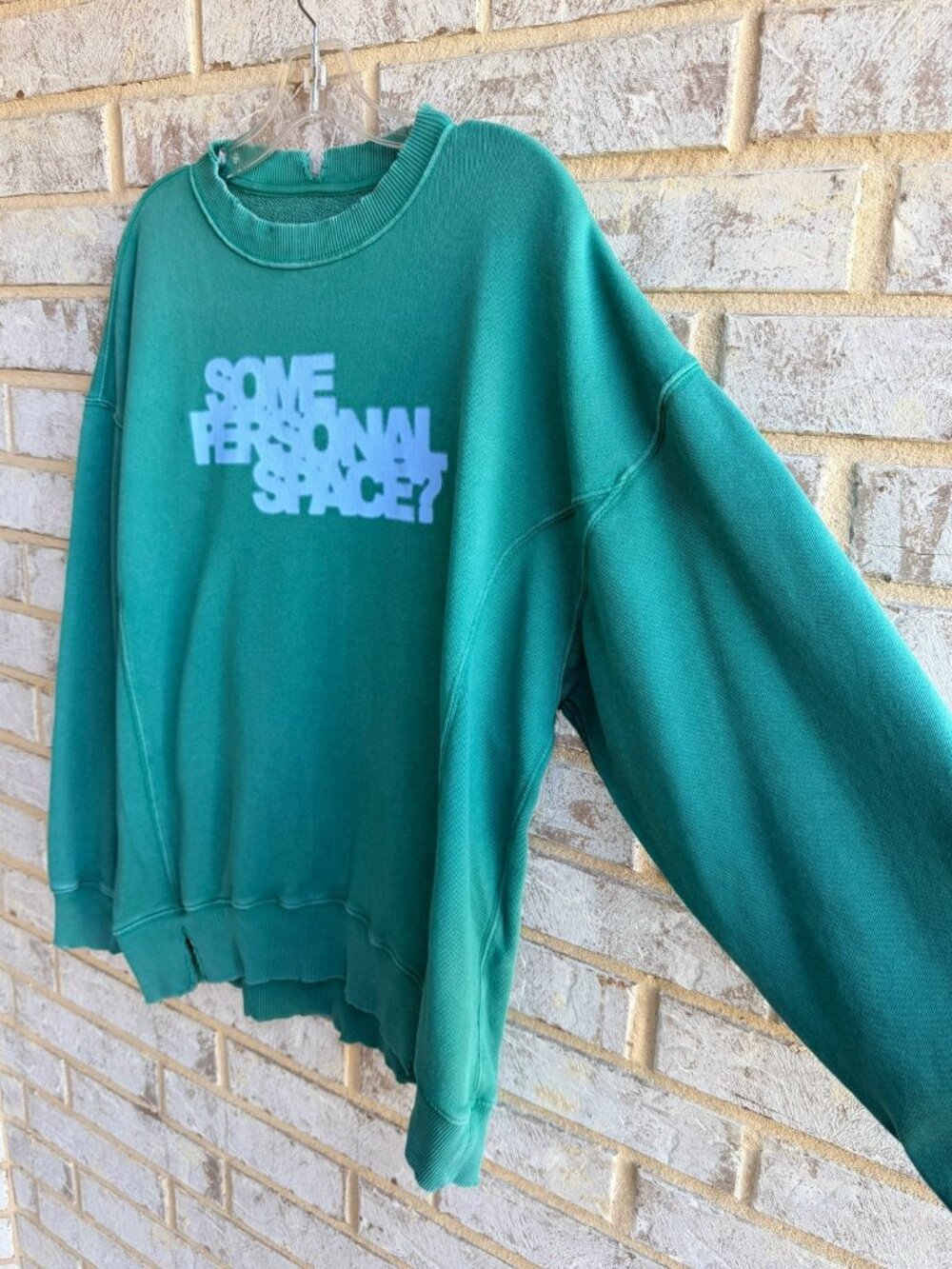 Aerie Long Sleeve Crew Neck "Some personal space" Green Sweatshirt Size XS. - Picture 6 of 8